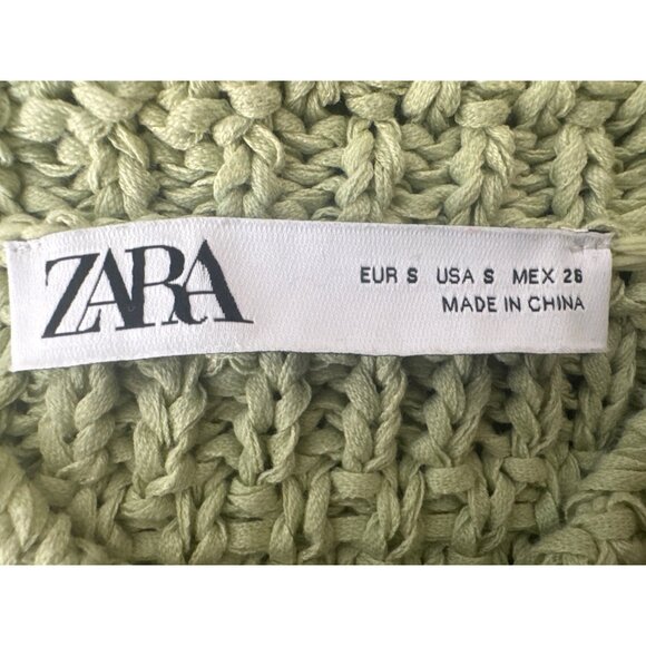 2/$30 ZARA Green Cropped Knit Cardigan S Cotton & Polyamide - Picture 5 of 13